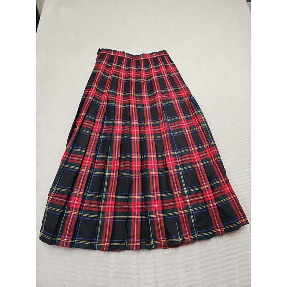 Lands End Skirt Womens 10 Plaid Pleated Maxi Length 100% Wool Skirt - Picture 6 of 8